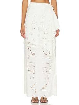 KETTEL ATELIER - Katinka Women's Eyelet Wrap Maxi Skirt White
