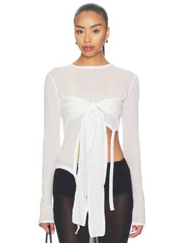 KETTEL ATELIER - Eyelet Cotton Women's Tie-Up Crop Top White