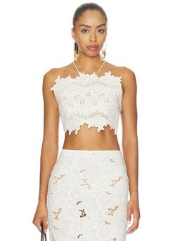 KETTEL ATELIER - Klokkeblomst Women's Eyelet Backless Crop Top White