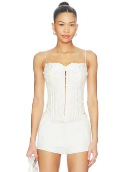 Kim Shui - Yun Tassel Knot Women's Lace-Up Corset Top White