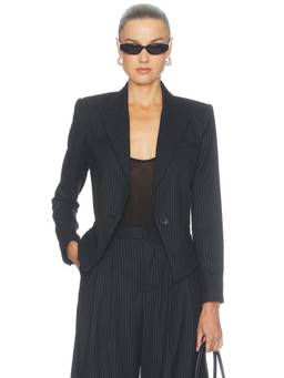 L'AGENCE - Short Women's Tailored Single-Button Blazer Black