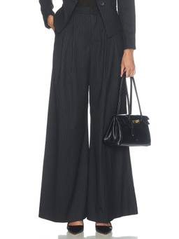 L'AGENCE - Chelsy Women's Pleated Wide-Leg Trousers Black