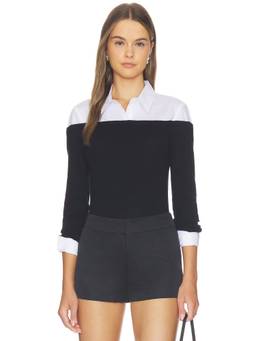 L'AGENCE - Poplin Cuff Women's Slim Fit Collared Polo Multi-Color