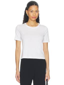 L'AGENCE - Stormy Women's Ribbed Short Sleeve Crew Neck Crop Top White