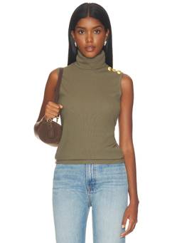 L'AGENCE - Ceci Women's Sleeveless Turtle Neck Tank Top Olive