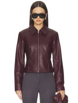 LAMARQUE - Oceana Women's Zippered Lamb Leather Jacket Burgundy