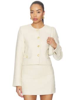 L'Academie - Hilde Women's Tweed Button Front Jacket Ivory