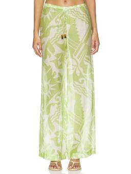 L'Academie - Nyra Women's Tie-Up Wide-Leg Palazzo Pants Green