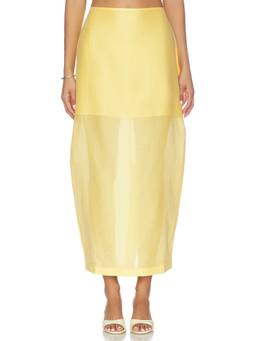 L'Academie - Perla Women's Sheer Organza Maxi Skirt Yellow