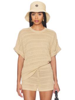 L'Academie - Openwork Women's Knit Short Sleeve Top Beige