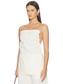 L'Academie - Kiko Women's Semi-Sheer Drawstring Strapless Tank Top White