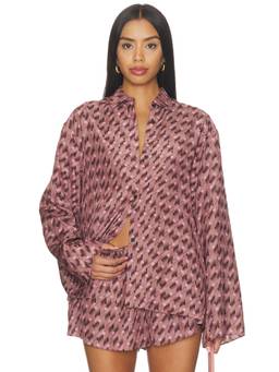 L'Academie - Habotai Women's Polka Print Button-Down Shirt Mauve