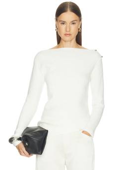 Line & Dot - Jess Women's Textured Knit Boat Neck Pullover Sweater White