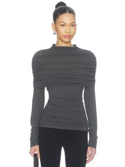 Line & Dot - Debois Women's Ruched Cape Jersey Top Grey