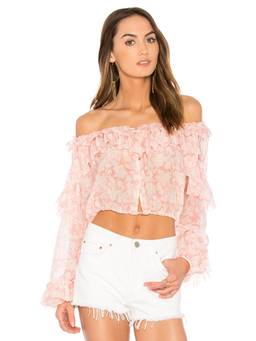 LoveShackFancy - Neria Women's Halter Neck Crochet Crop Top White