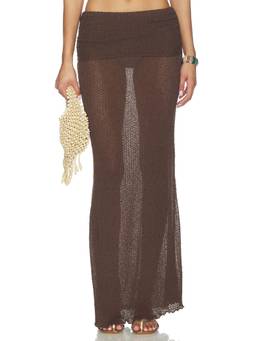 lovewave - Hadley Women's Semi-Sheer Knit Pull-On Maxi Skirt Brown