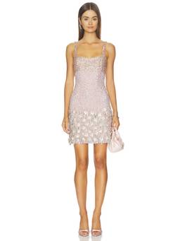 La Fuori - Embroidered Women's Beaded Sequin Mini Dress Pink