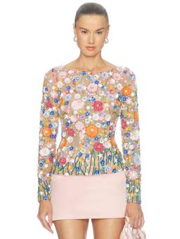La Fuori - Gustav Kilmt Garden Women's Embellished Tulle Top Pink