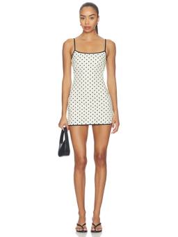 LIONESS - Voyage Women's Polka Dot Strappy Bodycon Mini Dress White