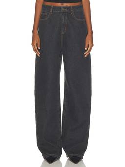 LIONESS - Horseshoe Women's Mid-Waist Wide-Leg Jeans Black