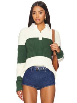 LIONESS - Olsen V Knit Women's V-Neck Pullover Sweater White