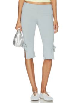 LIONESS - Coco Women's Stretch Bow Cuff Cropped Capris Blue