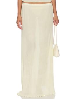 LIONESS - Ford Women's Sheer Chiffon Maxi Skirt Yellow