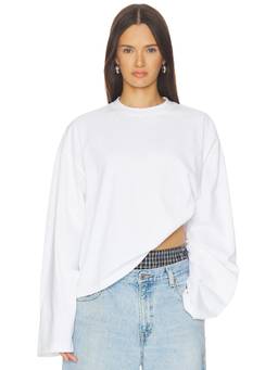 LIONESS - Bloom Women's Oversized Crew Neck Long Sleeve Top White