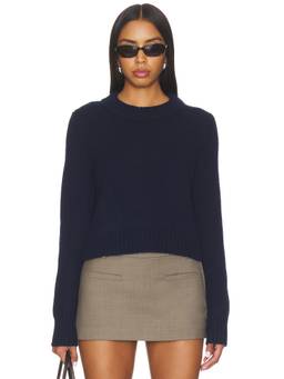 La Ligne - Solid Mini Martin Women's Crochet Knit Pullover Sweater Navy Blue