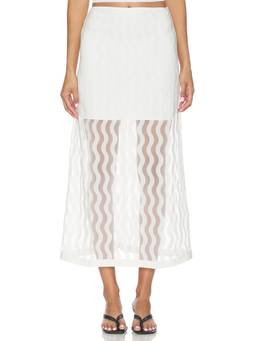 La Ligne - Alexi Women's Textured Straight Midi Skirt White
