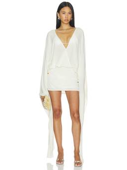 LOBA - Nelly Women's V-Neck Semi-Sheer Pull-On Mini Dress White