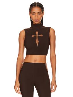 LOBA - Hailey Women's Draped Cowl Neck Crop Top Off White