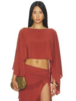LOBA - Women's Cape Sleeve Crop Top Red