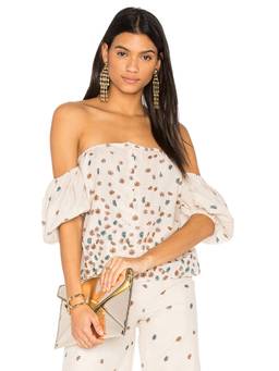 LPA - Women's Ruffled Tie-Up Waist Chiffon Blouse Off White