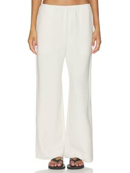 LESET - Pocket Women's Elastic Waist Wide-Leg Palazzo Pants Off White