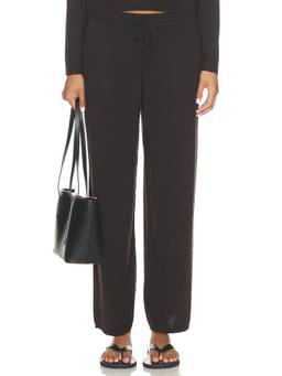 LESET - James Women's Wide-Leg Drawstring Palazzo Pants Black