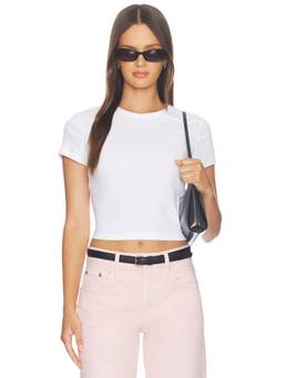 LESET - Nando Women's Cotton Crew Neck Baby Tee White