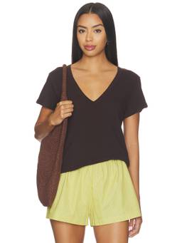 LESET - Laura Women's Recycled Cotton V-Neck T-Shirt Black