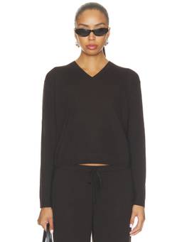LESET - James Women's Lightweight V-Neck Knit Top Black