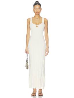 L SPACE - En Route Women's Sheer Knit Sleeveless Maxi Dress White
