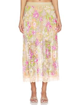 Le Superbe - Flori Culture Women's Pleated Sequined Midi Skirt Multi-Color