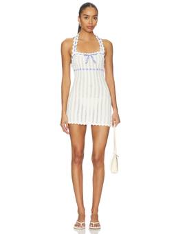 MAJORELLE - Pointelle Women's Halter Neck Mini Dress White