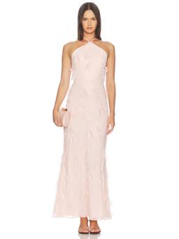 MAJORELLE - Primrose Women's Floral Lace Halter Maxi Dress Pink