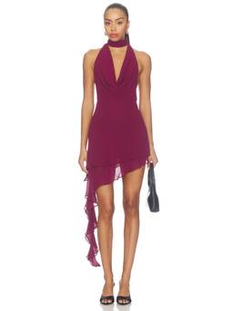 MAJORELLE - Manuela Women's Halter Cowl Neck Mini Dress Burgundy