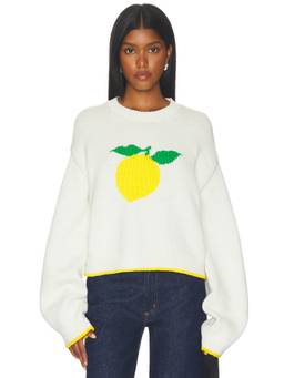 MAJORELLE - Lennex Women's Jacquard Graphic Crew Neck Sweater White