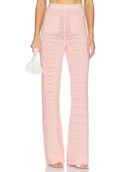 MAJORELLE - Emiliana Knit Women's High-Waist Wide-Leg Palazzo Pants Pink