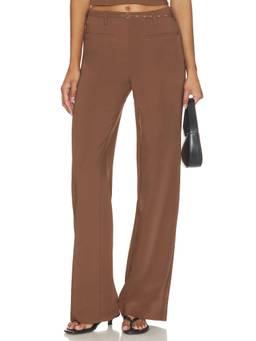 MAJORELLE - Women's High-Waist Detachable Belt Wide-Leg Trousers Brown