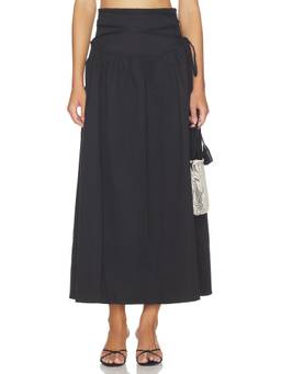 MAJORELLE - Lyra Women's High Waist Tie-Up Midi Skirt Black