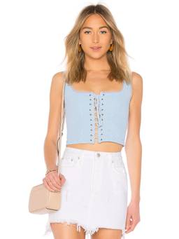MAJORELLE - Beale Women's Strapless Ruched Linen Blend Crop Top Off White