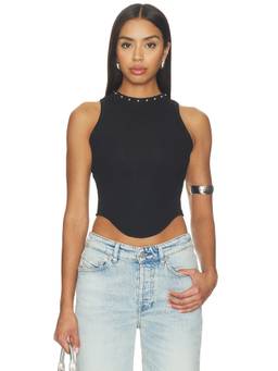 Miaou - Jinx Women's Studded Ribbed Tank Top Black